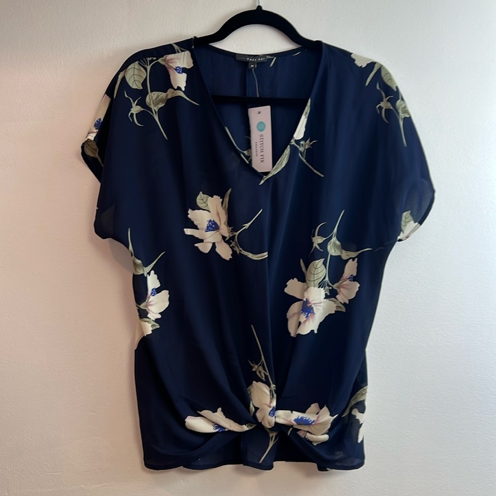 West Kei floral shirt with cinched waist flowing blouse